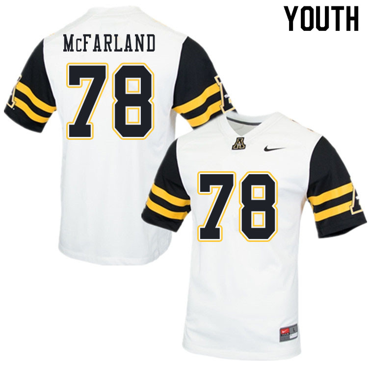 Youth #78 Craig McFarland Appalachian State Mountaineers College Football Jerseys Sale-White - Click Image to Close